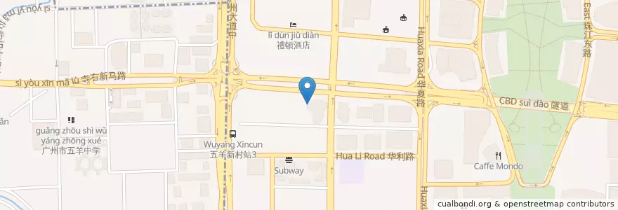 Mapa de ubicacion de Starbucks en China, Provincia De Cantón, Cantón, 越秀区, 猎德街道.