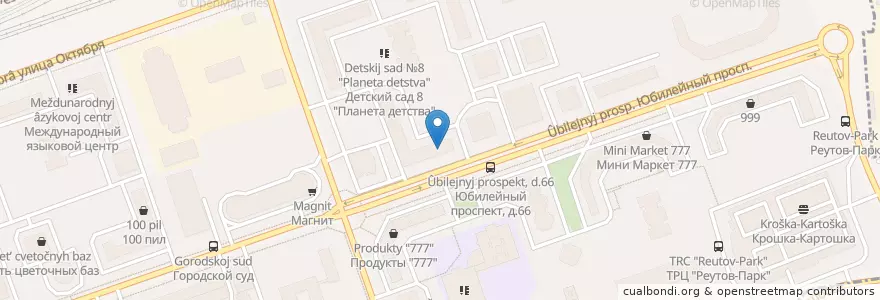 Mapa de ubicacion de Горздрав en Россия, Центральный Федеральный Округ, Московская Область, Городской Округ Реутов.