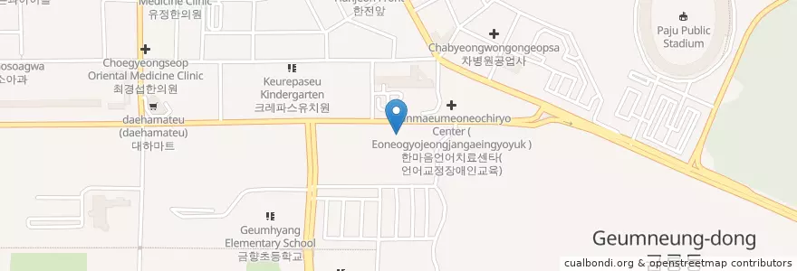 Mapa de ubicacion de 파주시노인복지관 en Республика Корея, Кёнгидо, Пхаджу, 금촌2동.