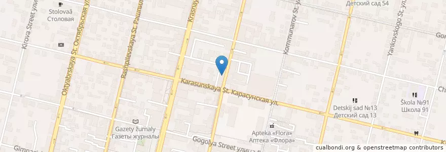 Mapa de ubicacion de Центр национальных культур en Rusia, Южный Федеральный Округ, Краснодарский Край, Городской Округ Краснодар.