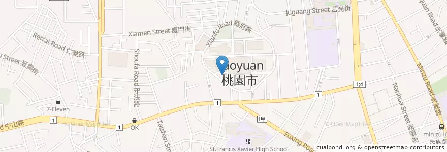 Mapa de ubicacion de 電動車太陽能充電站 en Taiwan, 桃園市, 桃園區.