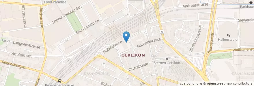 Mapa de ubicacion de Sternen Grill Oerlikon en Switzerland, Zurich, District Zurich, Zurich.