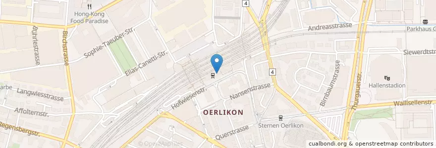 Mapa de ubicacion de Brasserie Oerlikon en Switzerland, Zurich, District Zurich, Zurich.