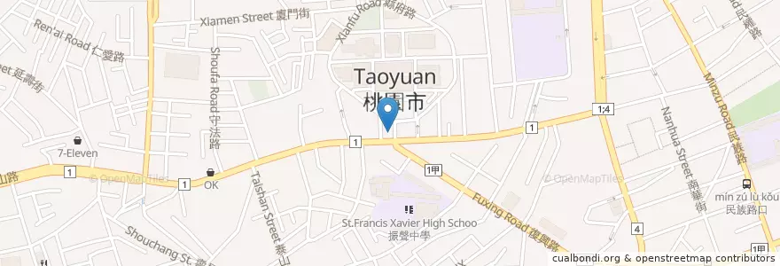 Mapa de ubicacion de 聯邦商業銀行 en 臺灣, 桃園市, 桃園區.