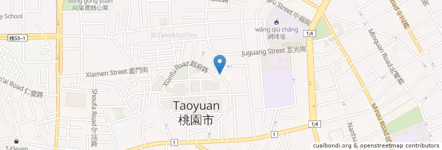 Mapa de ubicacion de 星巴克 en 臺灣, 桃園市, 桃園區.