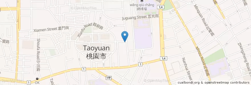 Mapa de ubicacion de 甘泉魚麵 en 臺灣, 桃園市, 桃園區.