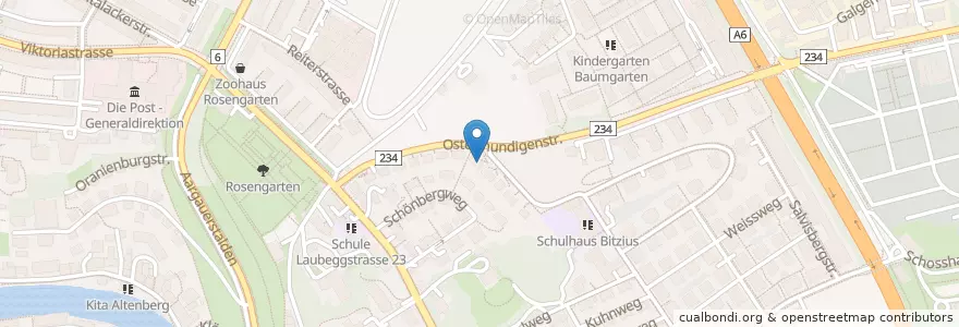 Mapa de ubicacion de Kinderhaus Ginkgo en Zwitserland, Bern/Berne, Verwaltungsregion Bern-Mittelland, Verwaltungskreis Bern-Mittelland, Bern.