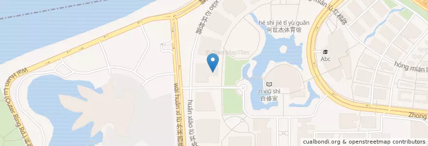 Mapa de ubicacion de 建筑与城市规划学院 en China, Guangdong, Guangzhou City, Panyu District, Xiaoguwei Subdistrict.