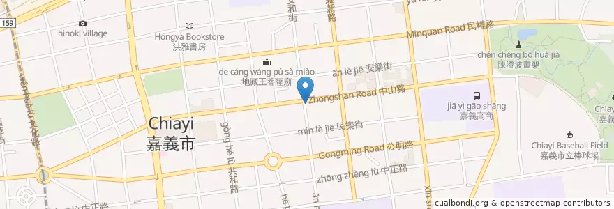 Mapa de ubicacion de 嘉義中山路郵局 en تایوان, 臺灣省, 嘉義市, 嘉義縣, 東區.