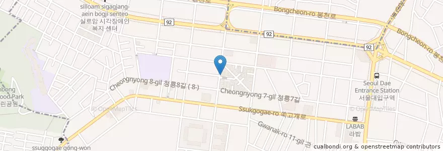 Mapa de ubicacion de 이태리상회 en 韩国/南韓, 首尔, 冠岳區, 청룡동.