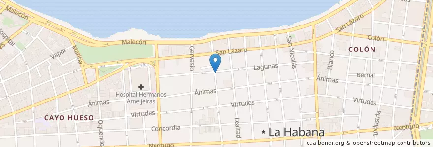 Mapa de ubicacion de Don Llerena Pizza y Pasta en Kuba, Havanna, Centro Habana.