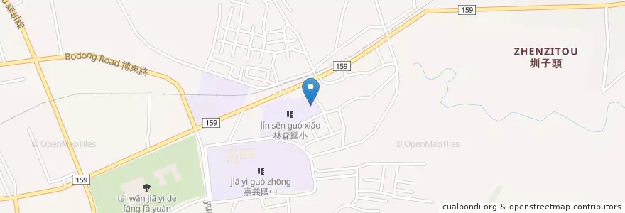 Mapa de ubicacion de 真武宮 en Tayvan, 臺灣省, 嘉義市, 嘉義縣, 東區.