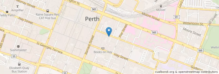 Mapa de ubicacion de Pizza Hut en Austrália, Austrália Ocidental, City Of Perth.