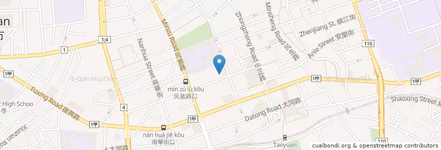Mapa de ubicacion de 美生餐室 en Taiwan, Taoyuan, Taoyuan District.