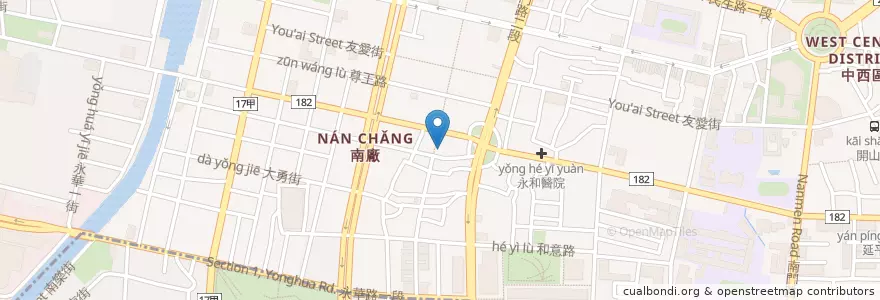 Mapa de ubicacion de 阿娟鴨肉焿咖哩飯 en تایوان, 臺南市, 中西區.