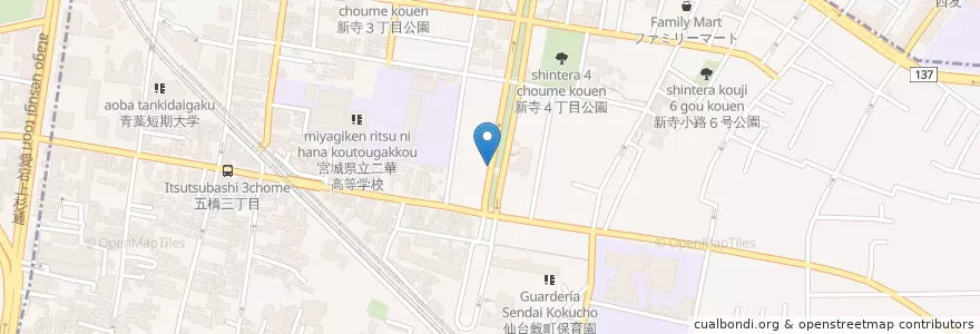 Mapa de ubicacion de 中華そば かんじ en Japonya, 宮城県, 仙台市, 若林区.