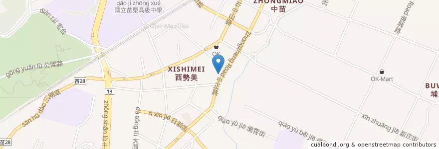 Mapa de ubicacion de 華南銀行 en 台湾, 台湾省, 苗栗県, 苗栗市.