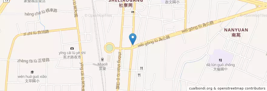 Mapa de ubicacion de 台灣鐵路便當北苗站 en Taiwan, Provincia Di Taiwan, Contea Di Miaoli, Miaoli.