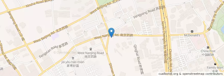 Mapa de ubicacion de 星巴克烘焙工坊 en Çin, Şanghay, Jing'an.