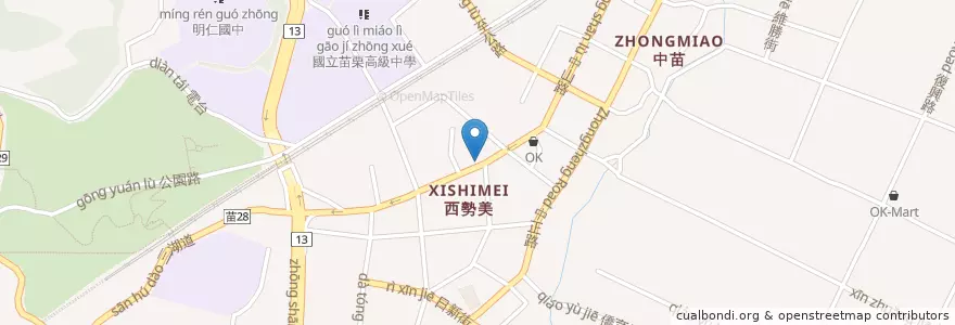 Mapa de ubicacion de 弘爺漢堡 en Taiwan, 臺灣省, 苗栗縣, 苗栗市.