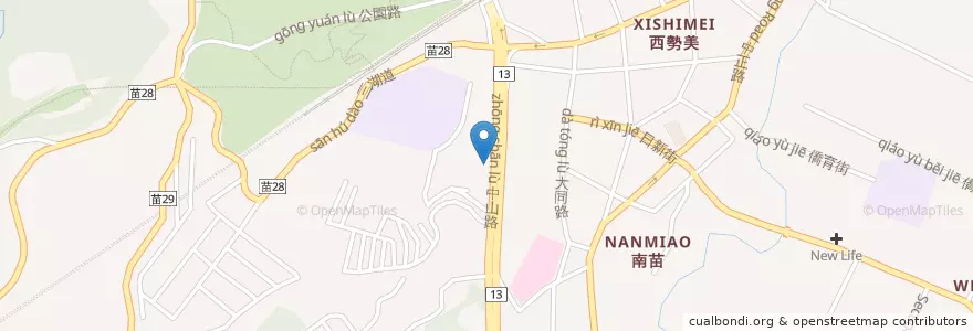 Mapa de ubicacion de 苗栗三山國王廟 en Taiwan, Taiwan Province, Miaoli County, Miaoli City.