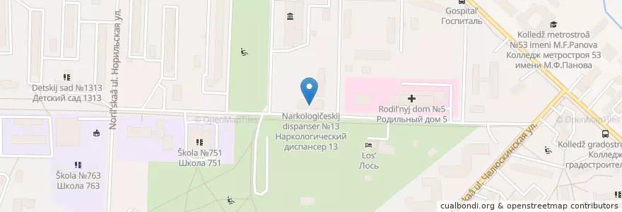 Mapa de ubicacion de Наркологический диспансер №13 en Russia, Central Federal District, Moscow, North-Eastern Administrative Okrug, Losinoostrovsky District.