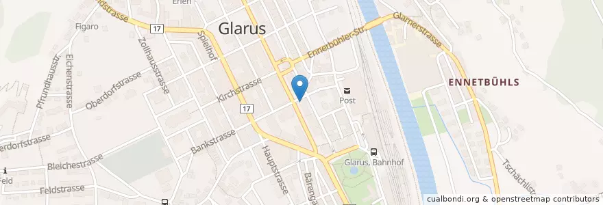 Mapa de ubicacion de GRB Glarner Regionalbank en Suíça, Glarus, Glarus.