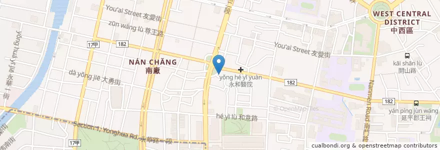 Mapa de ubicacion de 包成羊肉 en Taiwan, 臺南市, 中西區.