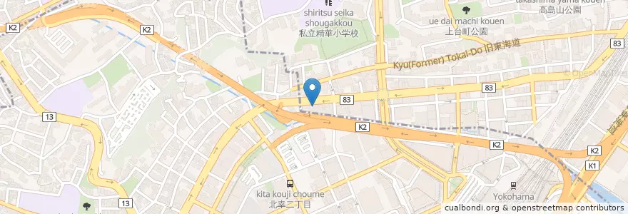 Mapa de ubicacion de みらい薬局 en Japonya, 神奈川県, 横浜市, 神奈川区.