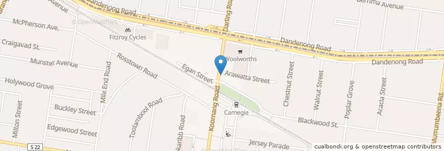 Mapa de ubicacion de Carnegie Health Food Store en Australia, Victoria, City Of Glen Eira.