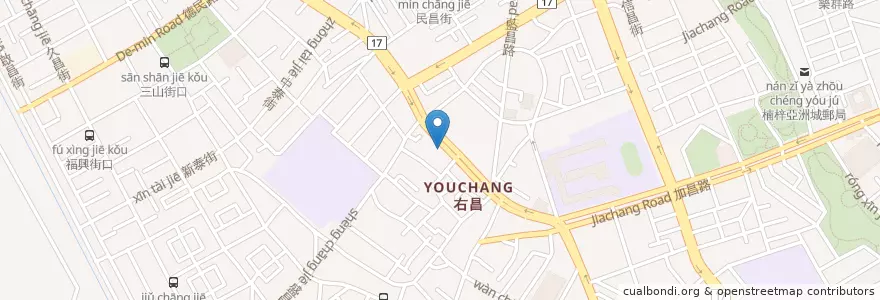 Mapa de ubicacion de 楠梓右昌郵局 en Tayvan, Kaohsiung, 楠梓區.