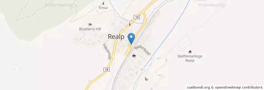 Mapa de ubicacion de Bahnhof Buffet Realp en Suiza, Uri, Korporation Ursern, Realp.