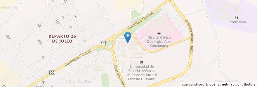 Mapa de ubicacion de Facultad de Medicina Dr. Ernesto Guevara de la Serna en Kuba, Pinar Del Río, Pinar Del Río, Ciudad De Pinar Del Río.