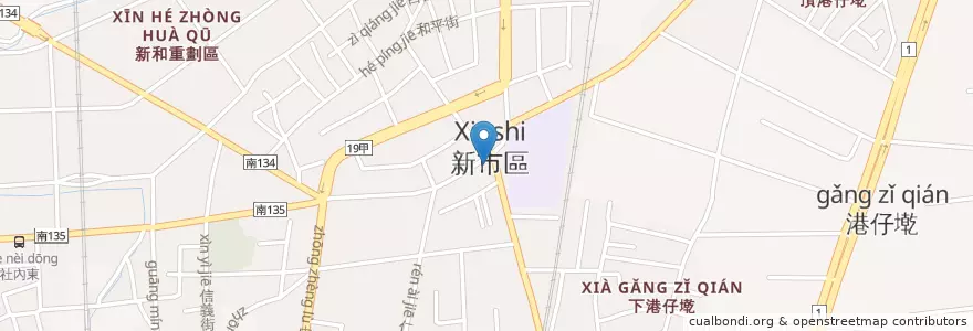 Mapa de ubicacion de 甲侯八拉麵新市店 en 臺灣, 臺南市, 新市區.