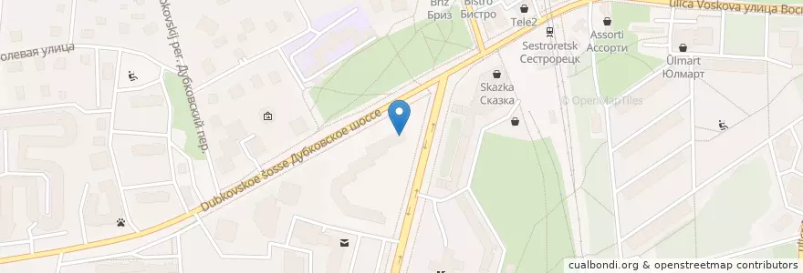 Mapa de ubicacion de ЛекОптТорг en Russie, District Fédéral Du Nord-Ouest, Oblast De Léningrad, Saint-Pétersbourg, Курортный Район, Сестрорецк.