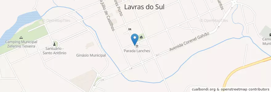 Mapa de ubicacion de Parada Lanches en ブラジル, 南部地域, リオグランデ・ド・スル, Região Geográfica Intermediária De Santa Maria, Região Geográfica Imediata De São Gabriel - Caçapava Do Sul, Lavras Do Sul.