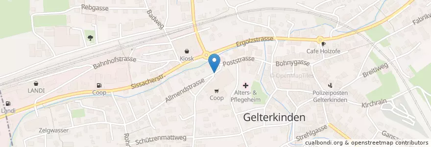 Mapa de ubicacion de Bauernmarkt Gelterkinden en Suiza, Basilea-Campiña, Bezirk Sissach, Gelterkinden.