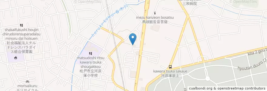 Mapa de ubicacion de 熊野神社 en Japan, 千葉県, 松戸市.