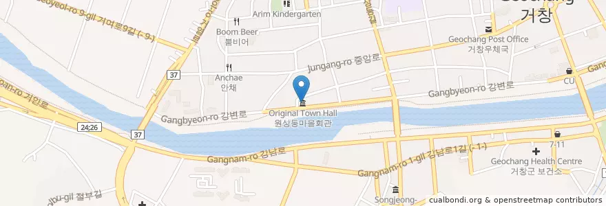 Mapa de ubicacion de 원상동마을회관 en Corea Del Sud, Sud Gyeongsang, 거창군.