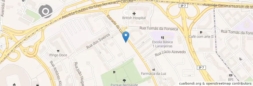 Mapa de ubicacion de Santander Totta en پرتغال, Área Metropolitana De Lisboa, Lisboa, Grande Lisboa, لیسبون, São Domingos De Benfica.