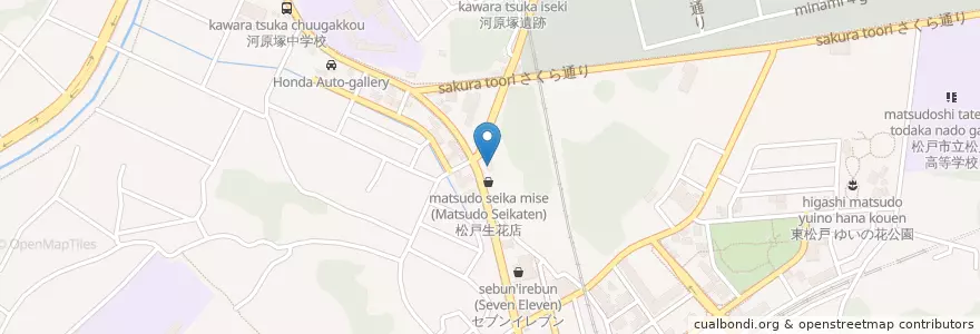 Mapa de ubicacion de 珍来 (Tinrai) en 日本, 千葉県, 松戸市.