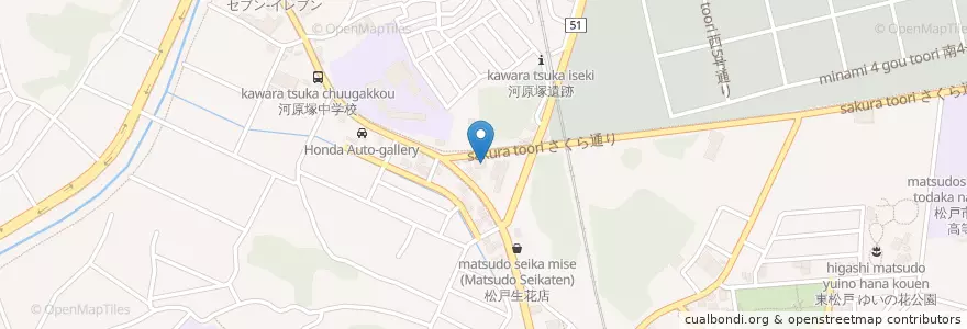 Mapa de ubicacion de すし松 (Sushimatsu) en 日本, 千葉県, 松戸市.