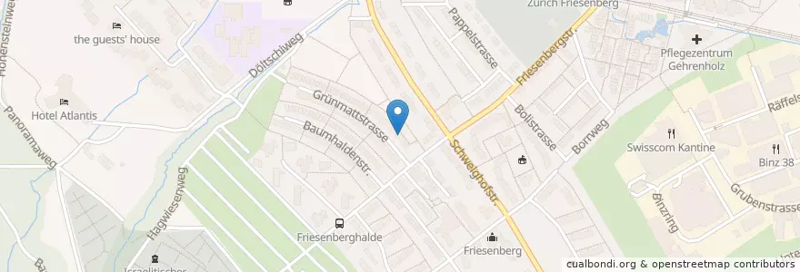 Mapa de ubicacion de Pflegewohngruppe Grünmatt en Швейцария, Цюрих, Bezirk Zürich, Цюрих.