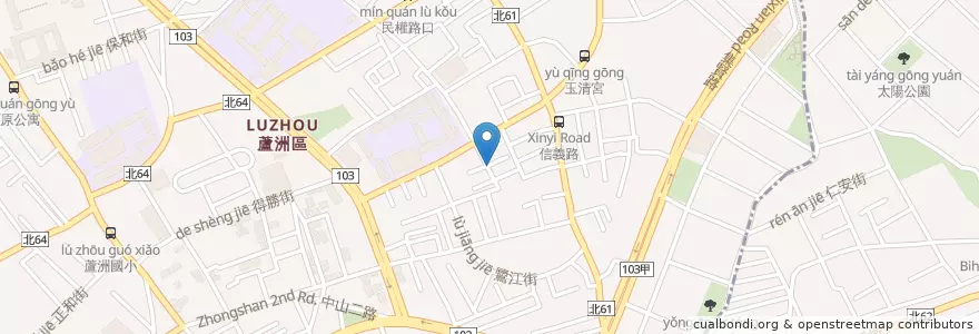 Mapa de ubicacion de 楊媽媽阿給小吃店 en Taiwán, Nuevo Taipéi, 蘆洲區.