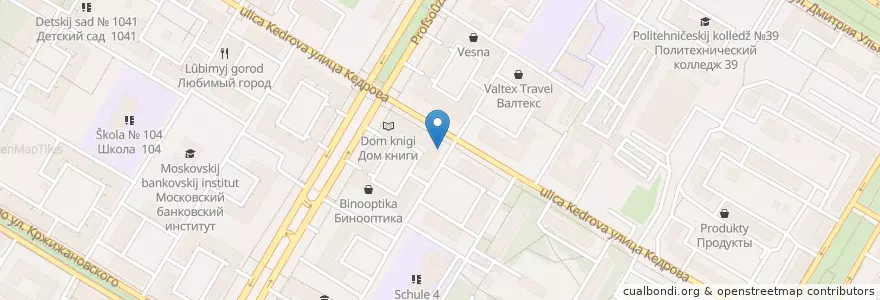 Mapa de ubicacion de Клиника доктора Бронникова en Russia, Central Federal District, Moscow, South-Western Administrative Okrug, Akademichesky District.
