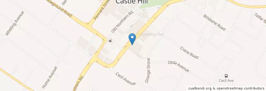 Mapa de ubicacion de CS education university Castle Hill en オーストラリア, ニューサウスウェールズ, The Hills Shire Council, Sydney.