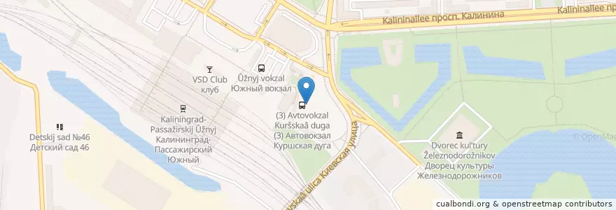 Mapa de ubicacion de Калининградский автовокзал en ロシア, 北西連邦管区, カリーニングラード州, Городской Округ Калининград.