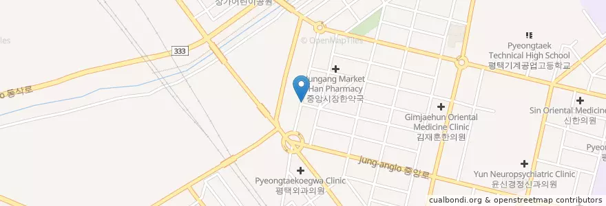 Mapa de ubicacion de 통복시장 en Südkorea, Gyeonggi-Do, 평택시.
