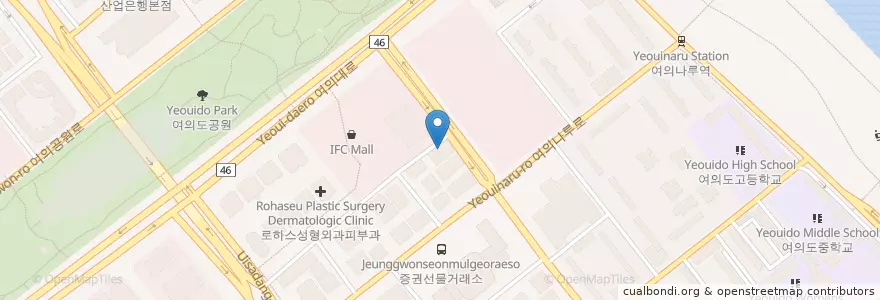 Mapa de ubicacion de 커피빈 현대자동차 여의도점 en 韩国/南韓, 首尔, 永登浦區, 여의동.