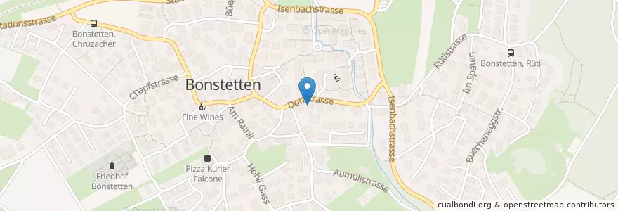Mapa de ubicacion de Postagentur Bonstetten en Switzerland, Zurich, Bezirk Affoltern, Bonstetten.